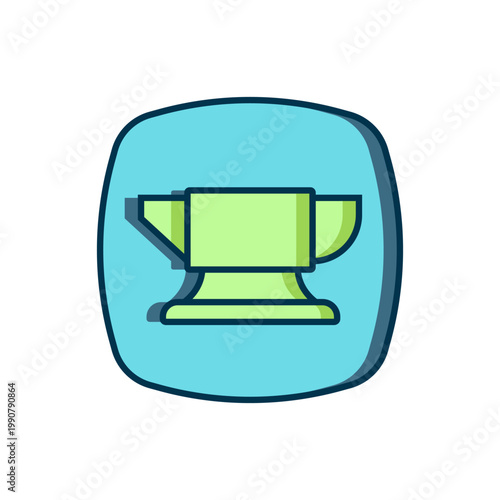 Filled outline Blacksmith anvil tool icon isolated on white background. Metal forging. Forge tool. Flat filled outline style with shadow. Vector