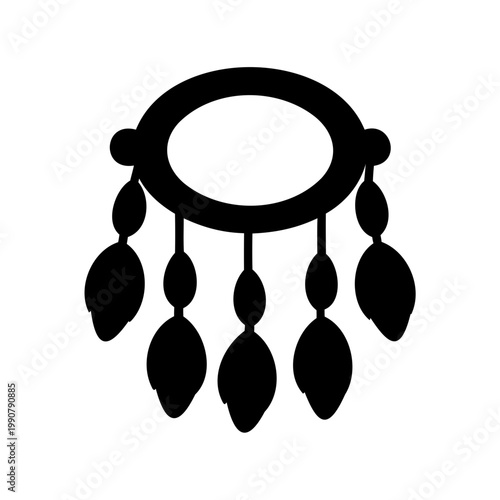 Simple Black and White Pendant Icon Design with Decorative Droplets