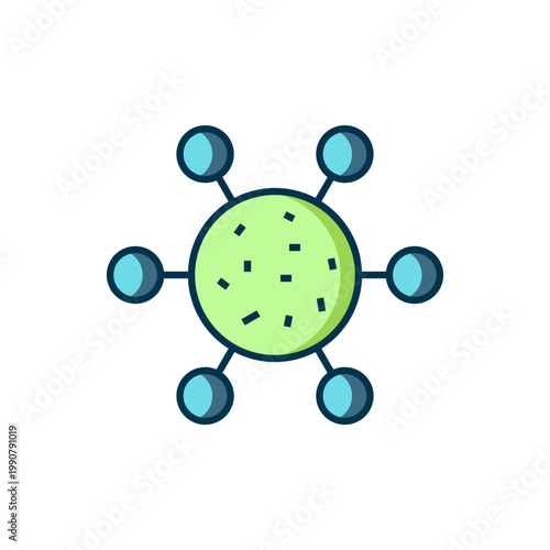 Filled outline Bacteria icon isolated on white background. Bacteria and germs, microorganism disease causing, cell cancer, microbe, virus, fungi. Flat filled outline style with shadow. Vector