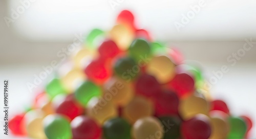 Colorful Gummy Candies Stacked in a Pyramid Shape.