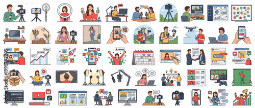 Collection of modern flat design icons.