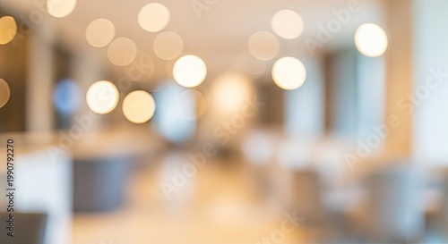Blurred Office Interior with Round Lights.