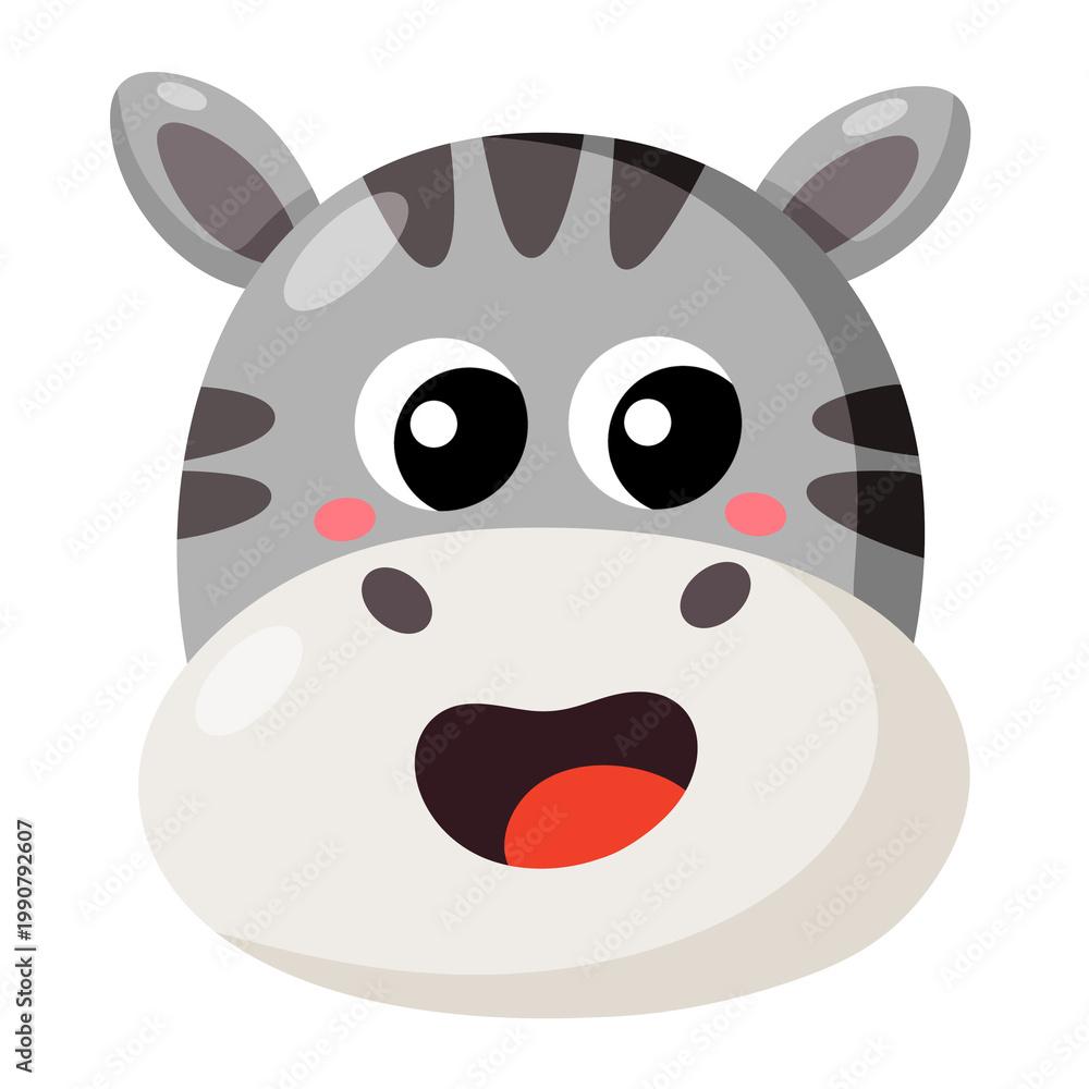 Fototapeta premium Cute zebra face cartoon illustration