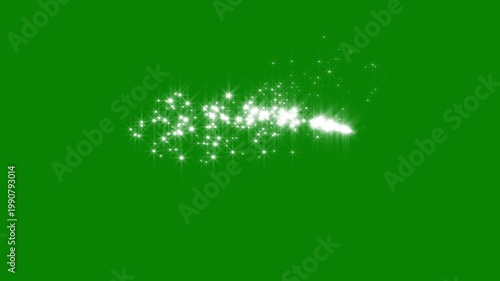 Glowing glitter sparkle animation with twinkling star particles and magical fairy dust trails, combined with smooth light bursts and shimmering motion effects on a green screen background