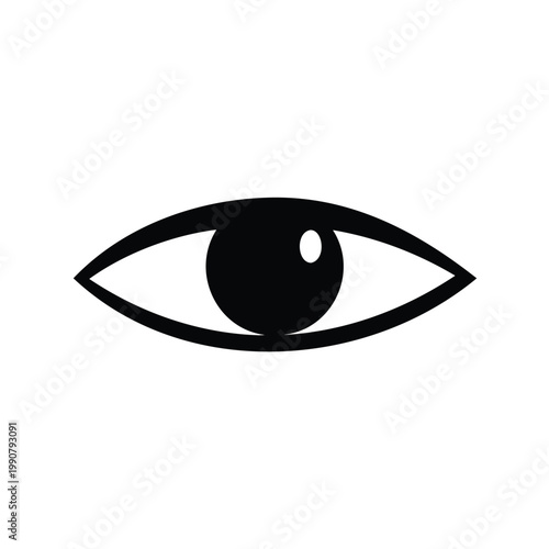 Simple Black and White Eye Icon, Symbolizing Vision and Perception Concept