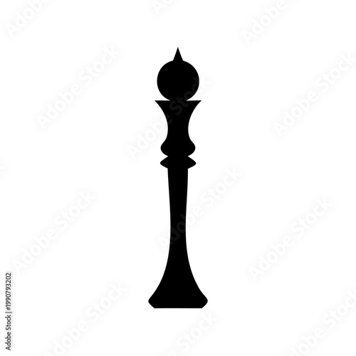 Black Silhouette of Chess Piece Representing Queen Isolated on White Background