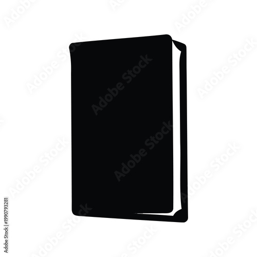 A Simple Black Book Standing Vertically on a White Background Design