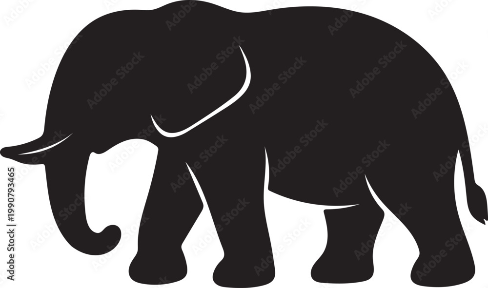 Fototapeta premium Elephant Silhouette Icon — Minimal Black Vector Design
