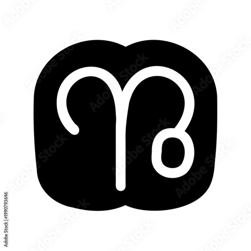 Simple Black and White Capricorn Zodiac Sign on a Pillow Shape