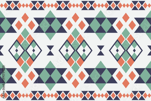 Colorful flat Native American pattern, geometric ethnic seamless pattern colorful use for fabric, textile, clothing, carpet, wallpaper, tapestry wall hangings, home decoration elements , vector 