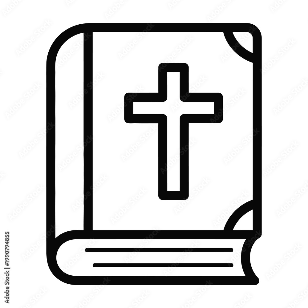 Fototapeta premium Bible book with cross symbol icon