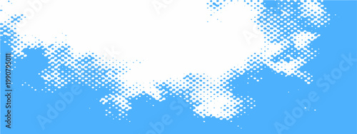 Vector A minimalistic rendering of a halftone cloud against a blue backdrop, evoking a sense of tranquility and digital artistry.