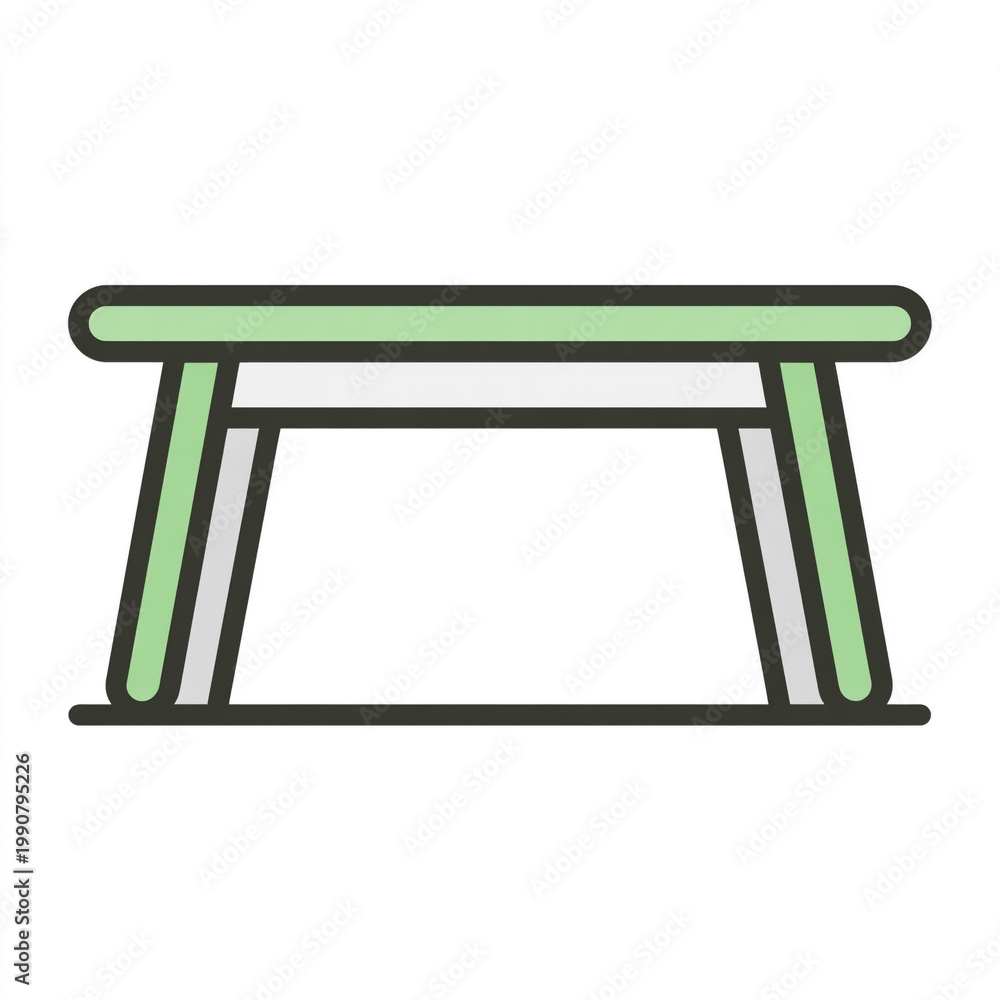 Fototapeta premium A minimalist 2D icon of a dining table, featuring bold outlines and flat pastel colors on a clean white background.