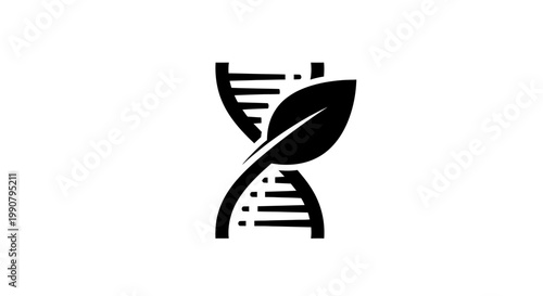DNA Helix with Leaf Icon for Biotechnology and Genetic Engineering