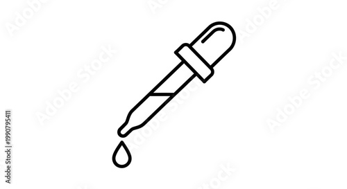 Dropper Pipette Icon with Liquid Drop Line Art