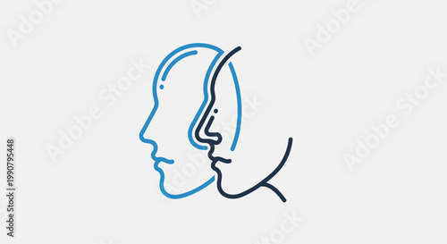 Dual Profile Human Faces Linear Icon Concept