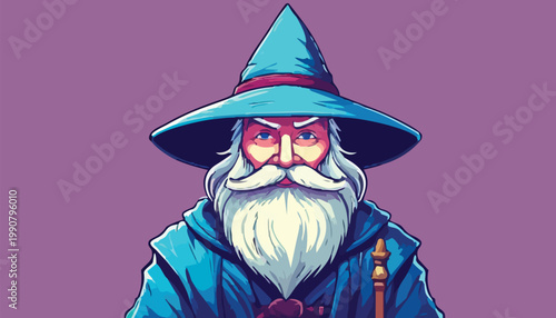 Illustration of a Wise Wizard with a Pointed Hat.