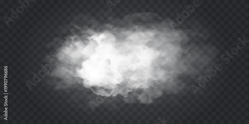 Fog or smoke isolated transparent special effect. White vector cloudiness, mist or smog background. Vector illustration