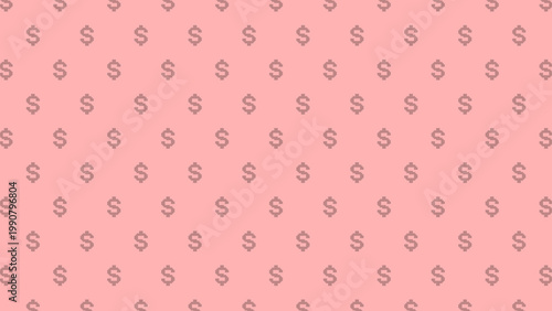 Pixel Art Pink Dollar Sign Pattern Background