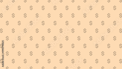 Pixel Art Peach Dollar Sign Pattern Background