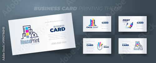 Set Business card Printing theme. Template design vector.