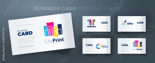 Set Business cards Printing theme. Template design vector.