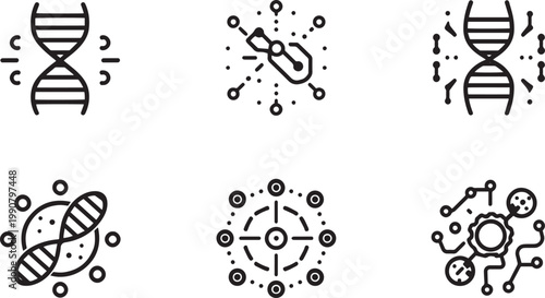 Biotechnology Genetics and Molecular Science Icon Set