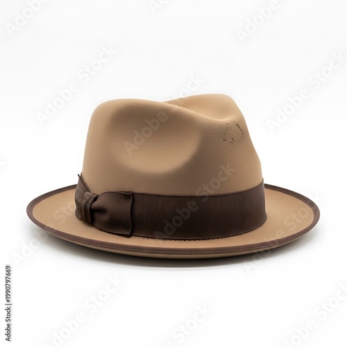A brown hat with a black band