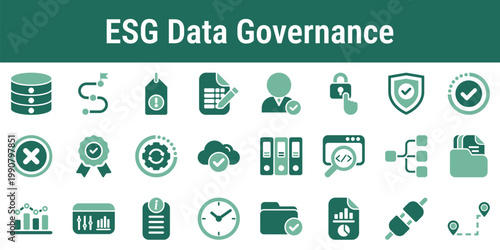 Modern visuals for ESG data ownership validation lineage and publishing workflows Suitable for reporting systems dashboard products controls and audit support