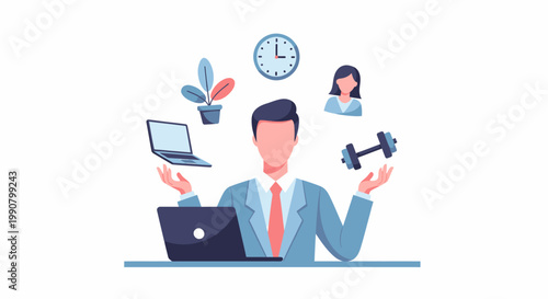 Businessman juggling multiple tasks and responsibilities effectively.