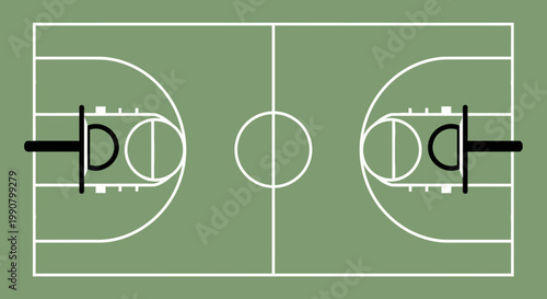 A high-angle illustration of a professional green grass soccer pitch and ball in a stadium setting for a team championship match competition