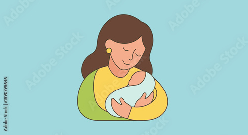 A happy child and her mother share a fun moment with a colorful Easter egg in this artistic vector illustration celebrating family love