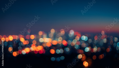 Abstract Bokeh Lights of Cityscape at Dusk.