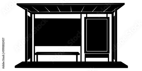 Modern Bus Stop Shelter Silhouette Vector - Urban Infrastructure Icon