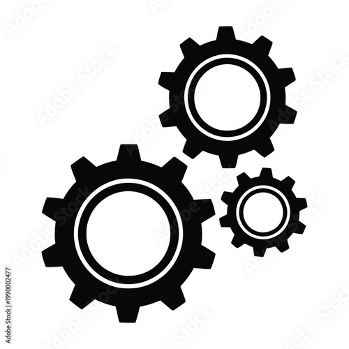 Gears icons set industrial technology symbols