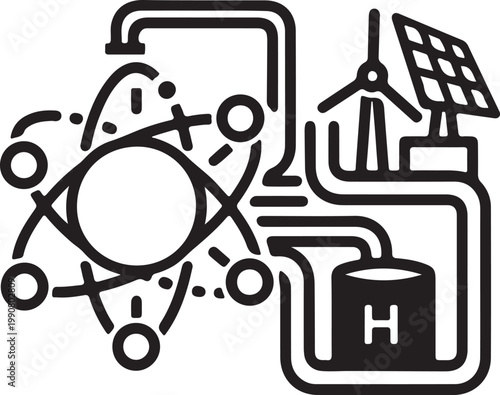 Line merging leaf, fuel pump, factory solar panel for biofuel ecosystem
