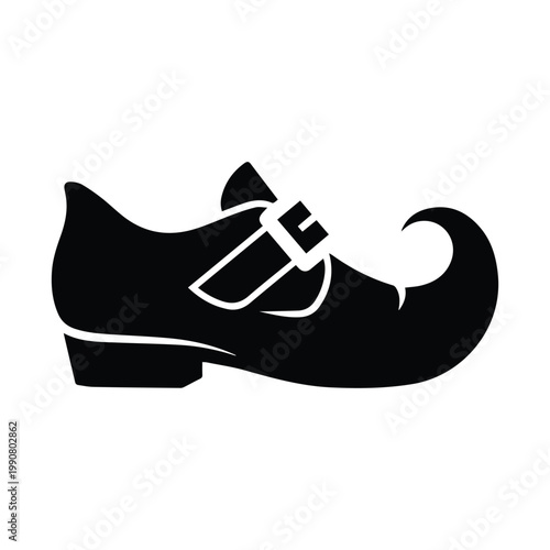 Irish leprechaun boot with curved toe and buckle silhouette for saint patrick day festival