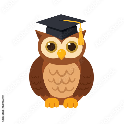 Wise owl in graduation cap, educational symbol