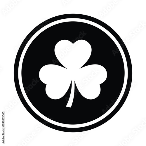 Shamrock in circle icon symbol st patrick day lucky clover emblem