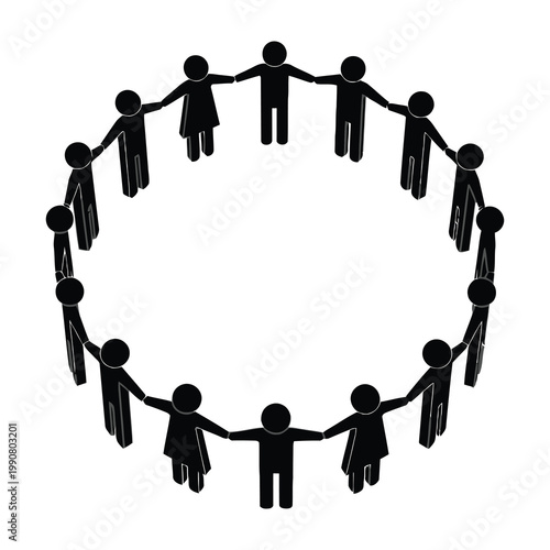 People holding hands in a circle teamwork unity