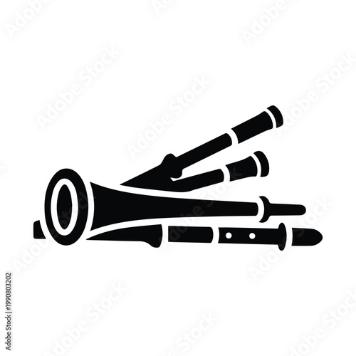 Traditional irish bagpipe musical instrument silhouette for cultural performance and music