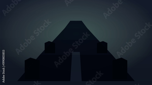 Silhouette of a mysterious house against a dark sky Vector