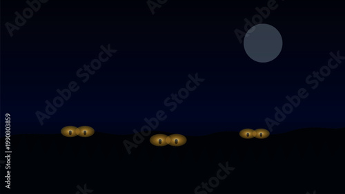 Mysterious glowing orbs under a dark night sky Vector
