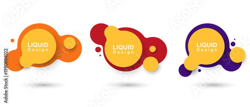 Set of modern abstract liquid banners.