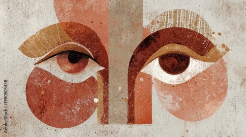 Abstract Geometric Eyes Minimal Modern Artistic Face Texture Background