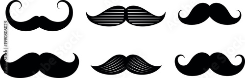 Mustache Vector Set with Vintage Facial Hair Styles and Classic Designs
