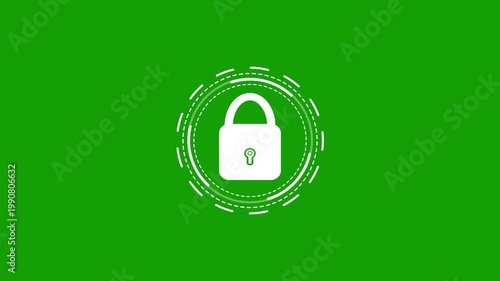 Minimalist futuristic security lock icon on transparent green background. Animated of safety icon, security icon, privacy icon, password icon.