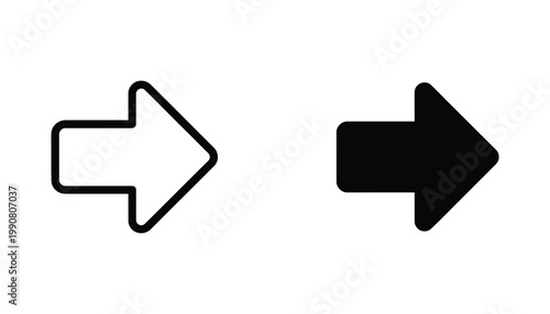 Directional arrow pointer icon in bold outline and solid black styles for navigation buttons and website user interface elements