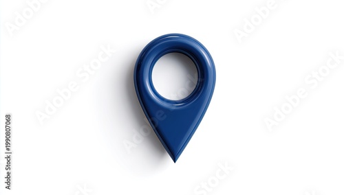 Free Download Glossy blue 3D location marker casts a shadow against a plain white background - GFXLoad