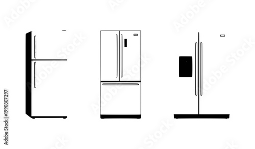 Refrigerator appliance vector set fridge collection on white background